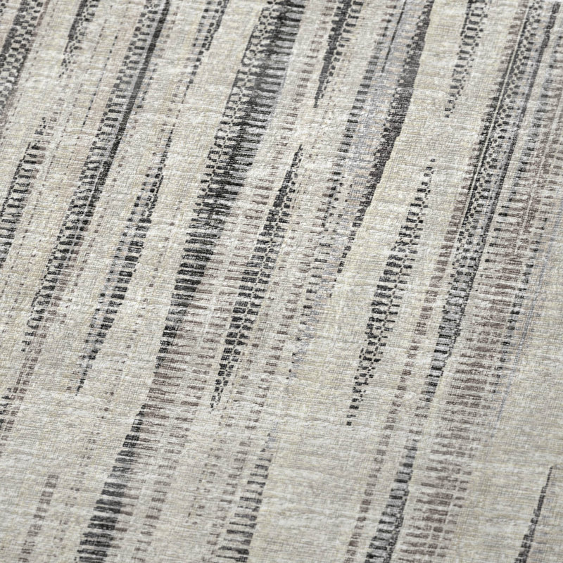 Jeté 50 po x 70 po en microfibre rayé beige et gris anthracite