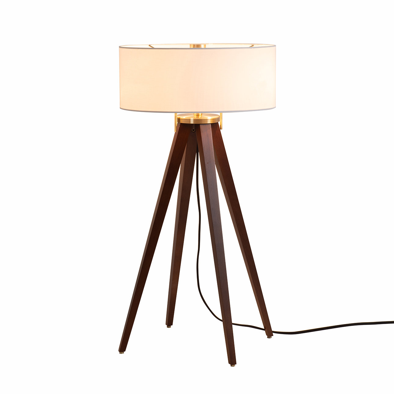 Quattro Solid Wood 31" Tripod Table Lamp, Dark Walnut