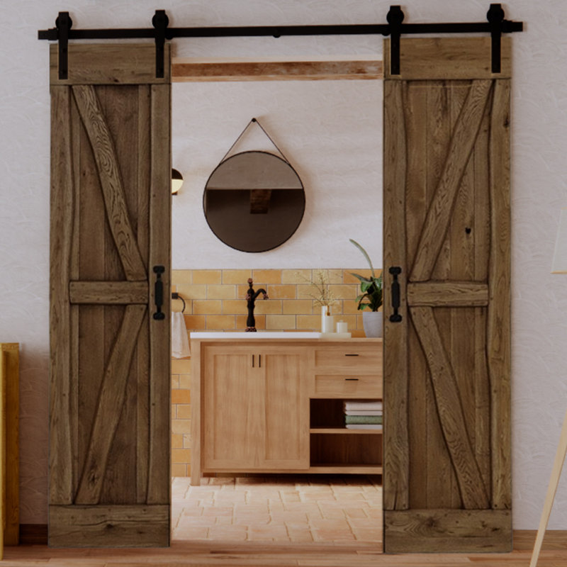 Solid Oak Barn Door Unfinished, Brown;Brown Oil