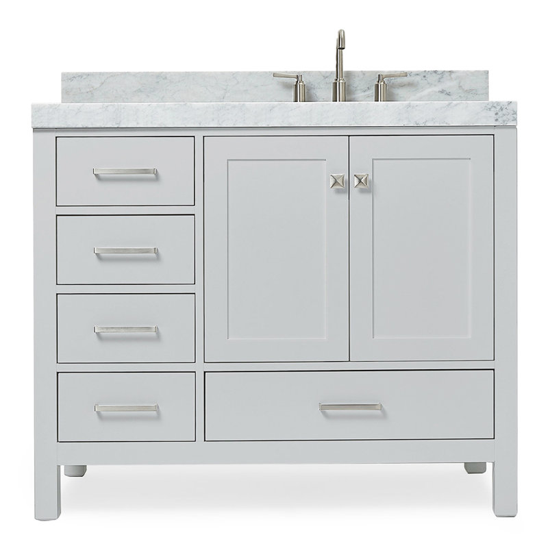 Cambridge Single Bathroom Vanity with Carrara Marble Top, Gray