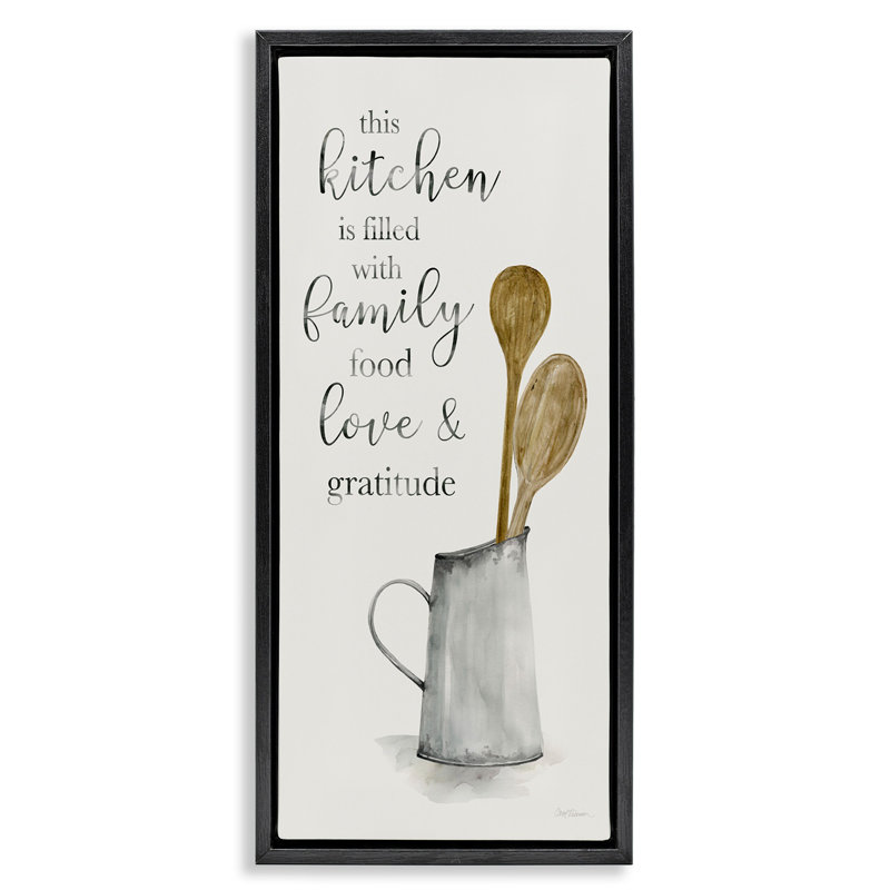 «This Kitchen Family Expression» par Carol Robinson, Cadre flottant noir de jais, H 31 po x l 15 po