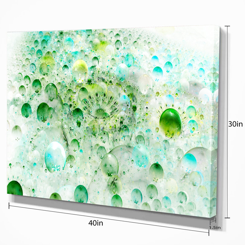 Molécules de fractal-bleu-vert-impression d’art graphique, H 30 po x l 40 po x P 1,5 po, Bois