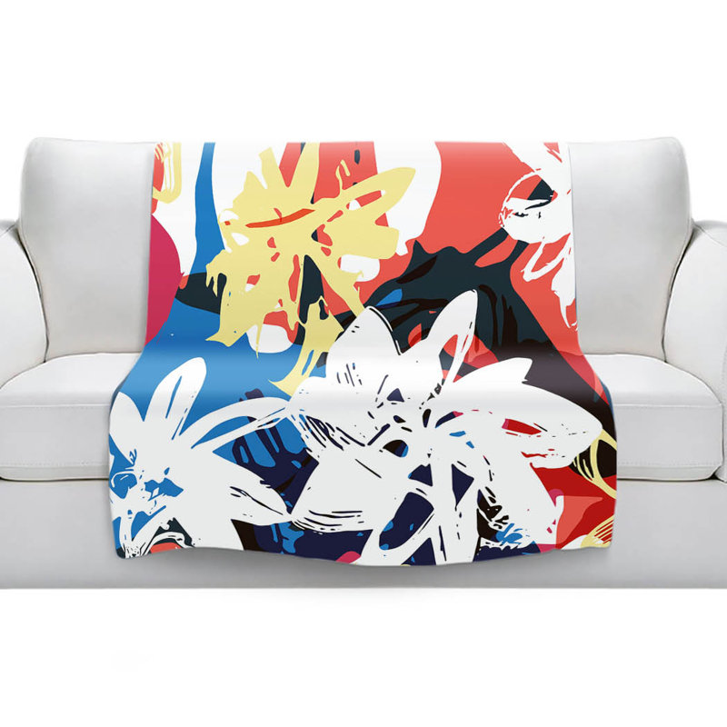 Couverture sherpa doux pour fleurs graffitis 1, l 51 po x L 60 po