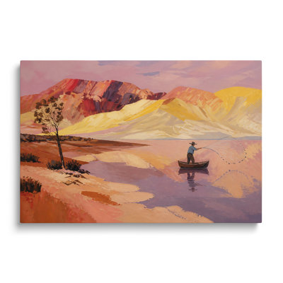Fisherman Casting Net Painting Print on Canvas - 20x30"