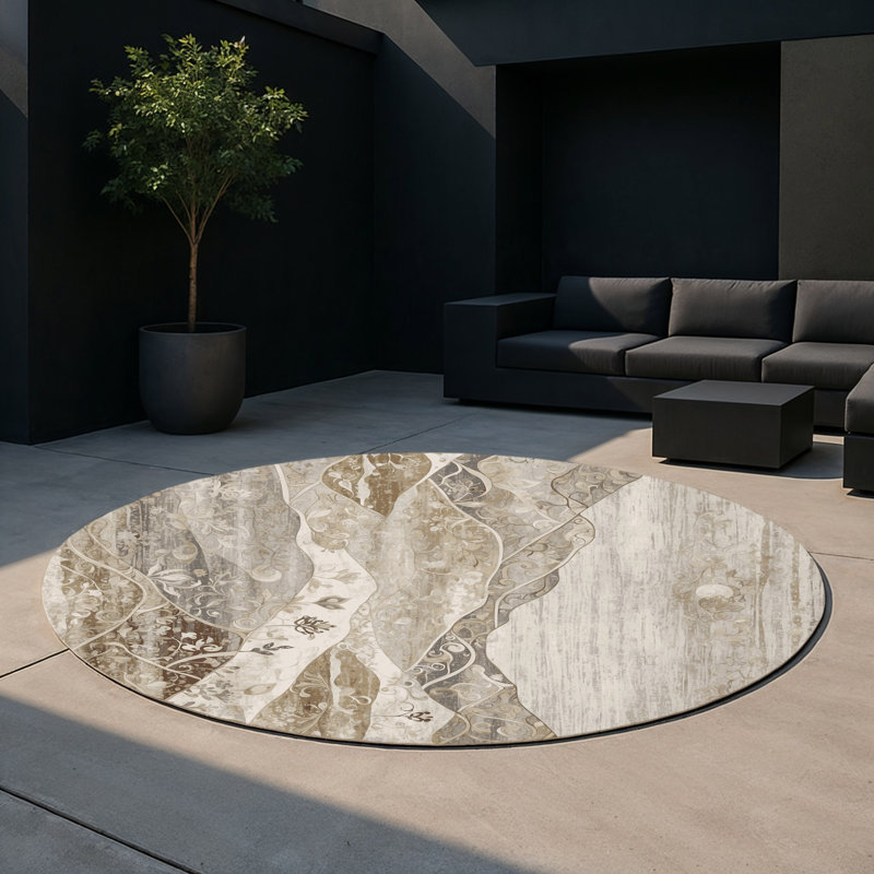 Subtle Horizon Indoor And Outdoor Area Rug, Round 5'