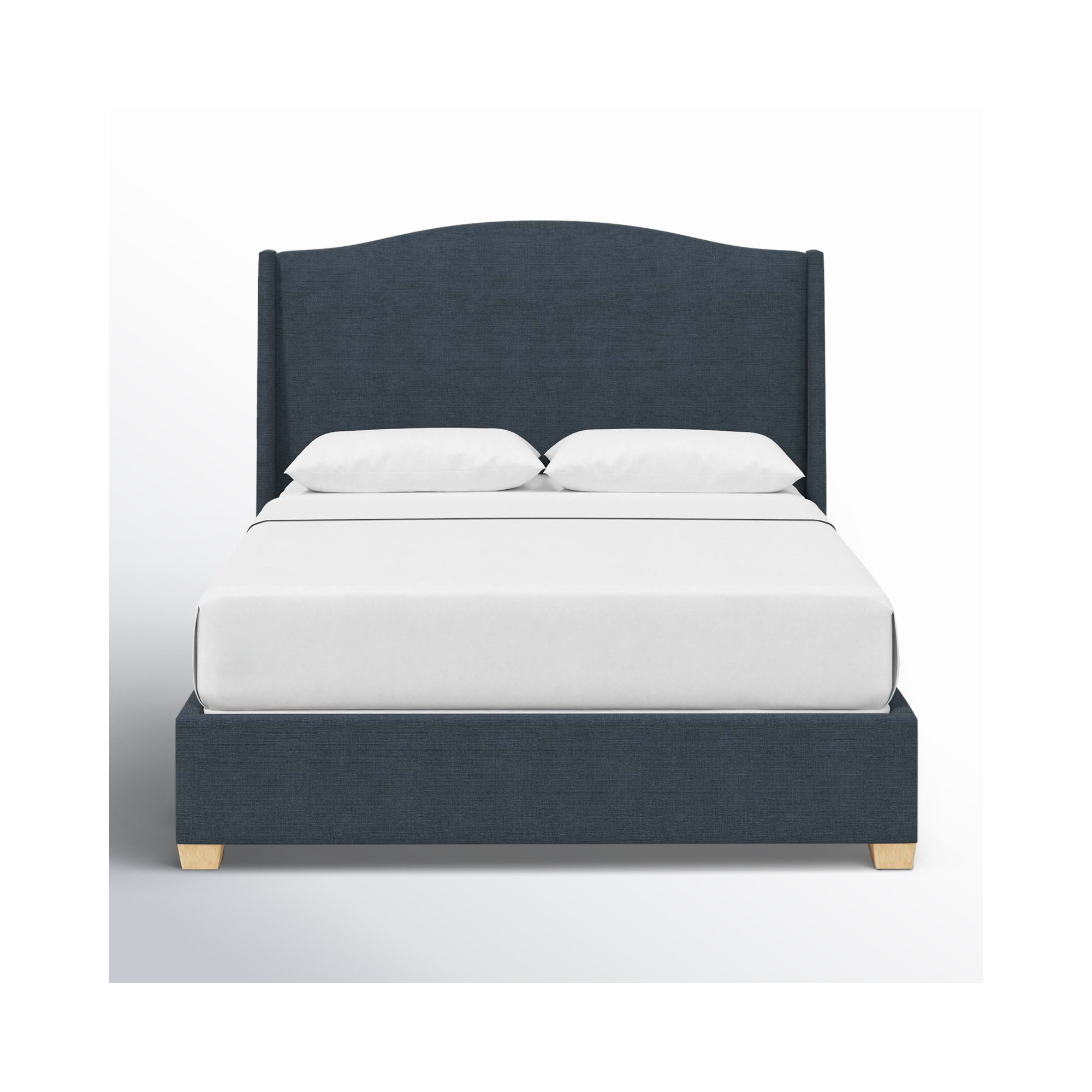 Allis Upholstered Wingback Bed, Twin, Classic Navy Linen