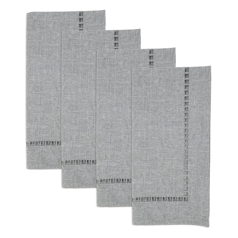 Laser-Cut Hemstitch Napkin (Set of 4), Light Gray