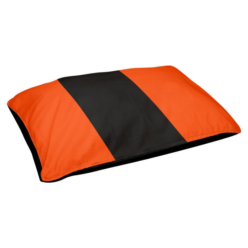 Coussin rectangulaire designer Washington, Petit (L 18 po x l 28 po), Orange / noir