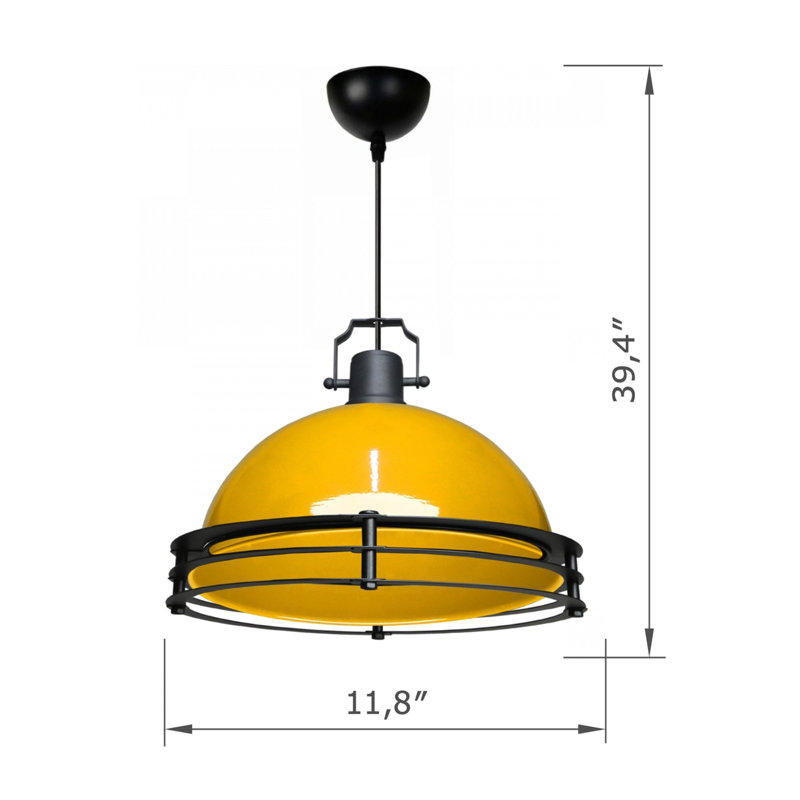 Luminaire suspendu en métal, Jaune