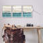 «Modern Modern Beige & Blue», impression sur bois 3 pièces-93787723-93787719
