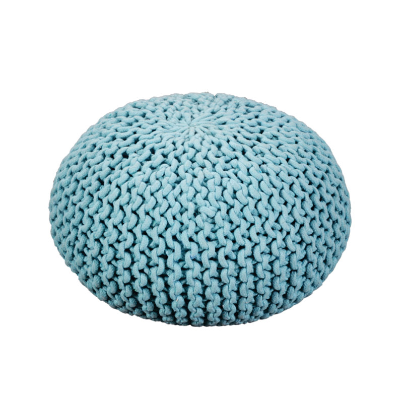 Repose-pieds rond de 20 po Durston, 100 % coton turquoise