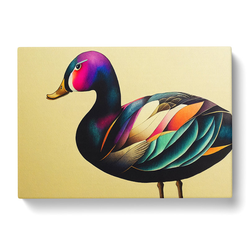 Duck Watercolour Art - Wrapped Canvas, 35cm H x 50cm W x 3cm D