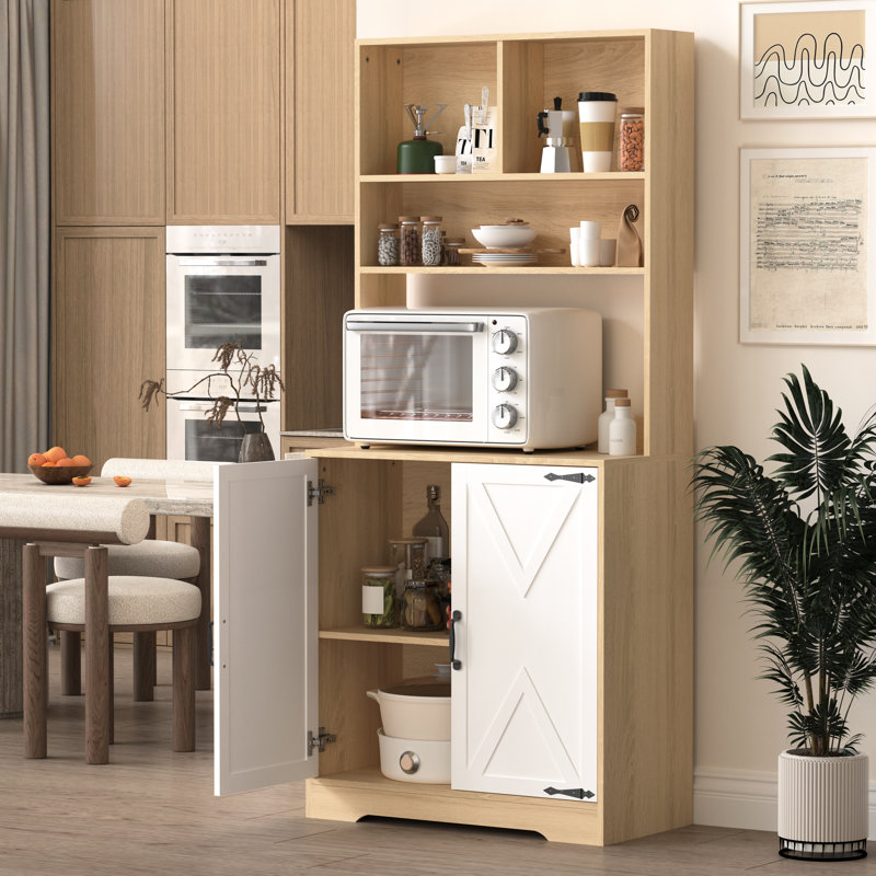Armoire de garde-manger avec 2 portes et 3 tablettes - installation de cuisine moderne, amplement d'espace de rangement pour la salle à manger, exigences requises