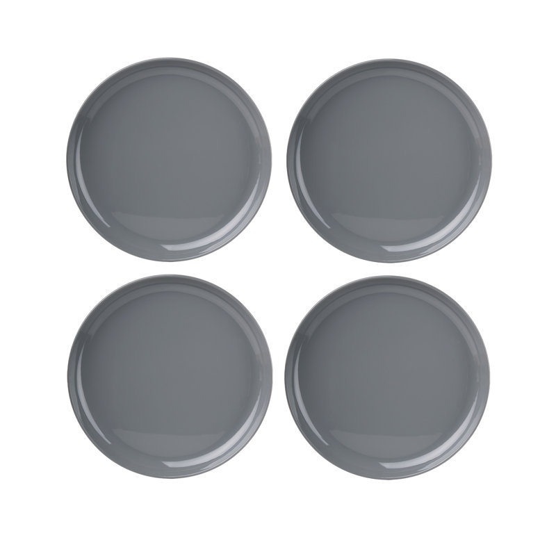 Gray Handcrafted Melamine Stacking Dinner Plates Set
