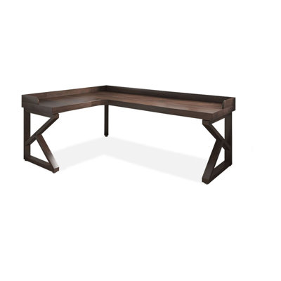 Nut-brown L-Shaped Solid Wood Writing desk