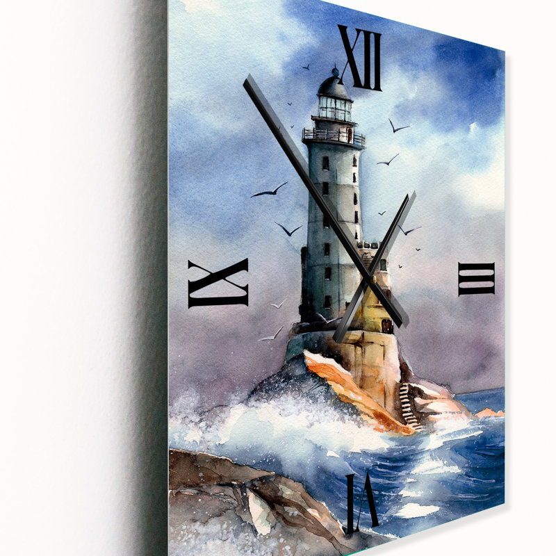Horloge murale en métal avec phare abandonné, Surdimensionné