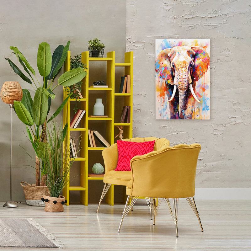 Toile d'éléphant sauvage, design par Ray Powers, H 36 po x l 24 po