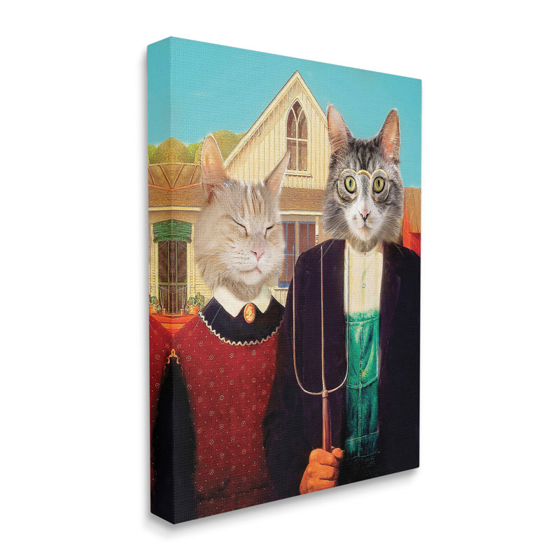 Drôle de chat classique, art mural sur toile par Karen Burke, H 40 po x l 30 po