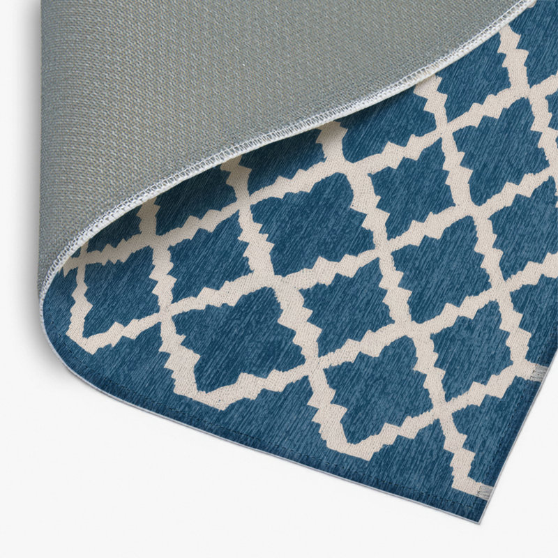 Trellis Blue Indoor and Outdoor Area Rug, Rectangle 4' x 6'