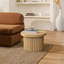 Crystopher Modern Organic Round Coffee Table with Fluted Drum Base, Natural Oak Finish Wood Accent Table-537067347