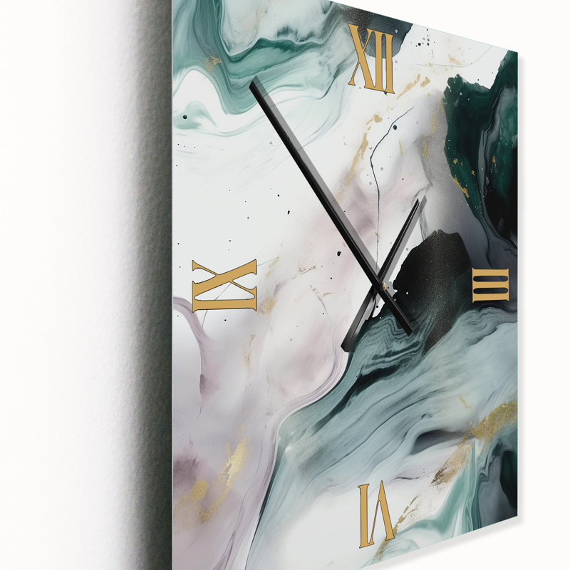 Jaleek - Horloge murale abstraite en marbre, H 32 po x l 24 po x P 1 po