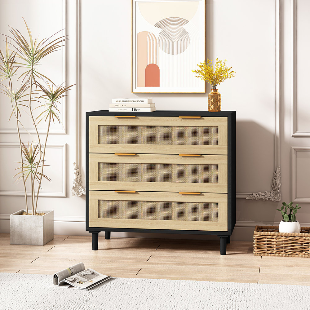 Household Essentials Seagrass, Rattan 3 Drawer Unit