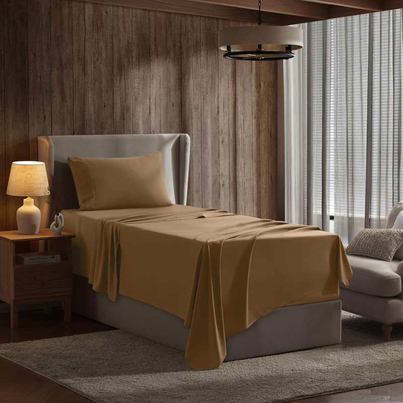 Ensemble de draps doux et respirant Hotel Collection, Très grand simple, Moka