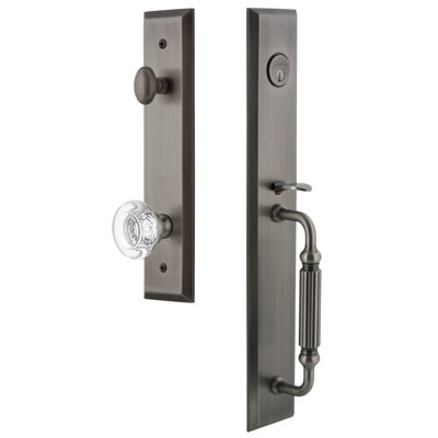 Fifth Avenue One-Piece Handleset with Single Cylinder Deadbolt and F Grip with Bordeaux Knob