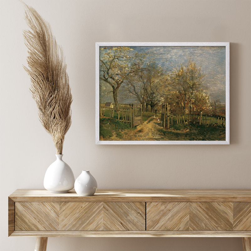 «Spring Flower Trees Farm Country Rustic Artwork, impressions encadrées, affiches, petit art mural de salle de bain», Blanc