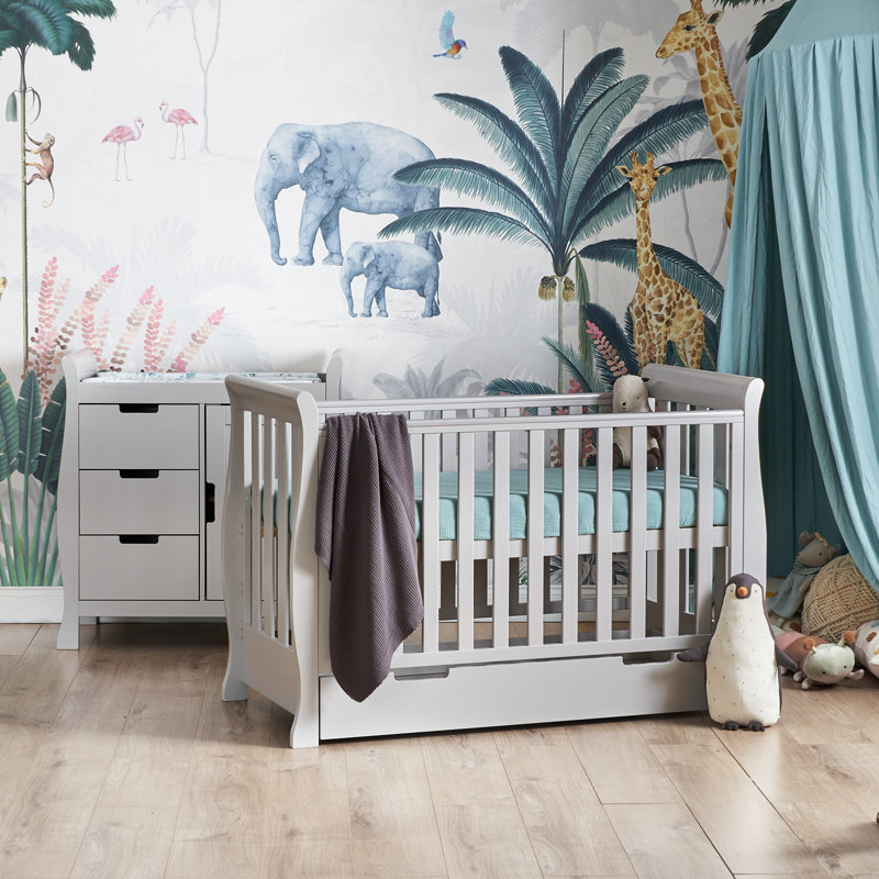 Stamford Mini Cot Bed 2-Piece Nursery Furniture Set, Warm Grey
