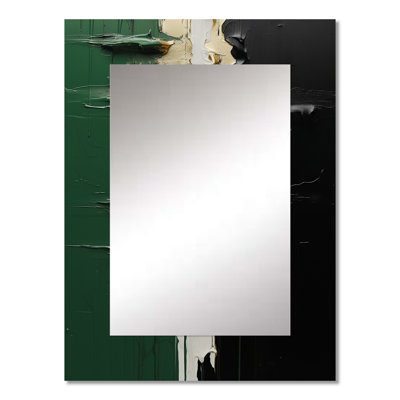 Golden green and black ink merge II - Abstract Painting Mirror, Green Decorative Wall Mirror, Printed Metal Art