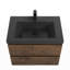 Meuble-lavabo suspendu de 76 cm (30 po) en mélamine en bois avec lavabo intégré en résine noire et quartz sable, armoire de salle de bain en palissandre avec tiroirs à fermeture douce et poignées supprimées