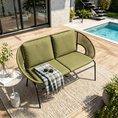 OUTDOOR PATIO WICKER LOVE SEAT