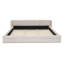 Très grande base de lit tapissier avec tissu épais, cadre de lit rembourré confortable, tissu chenille, avec tête de lit et cadre de lit uni - beige (88 po x 87 po x 23 po)-1603145860