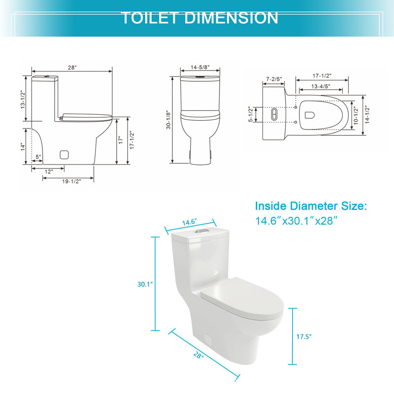 Toilette en céramique une pièce, double chasse avec siège à fermeture en douceur