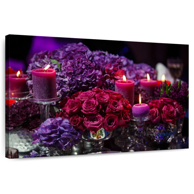Harnek Purple Roses And Candles, 30" H x 45" W
