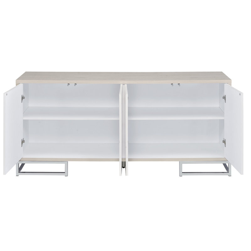 Armoire console en marbre blanc avec pieds et portes