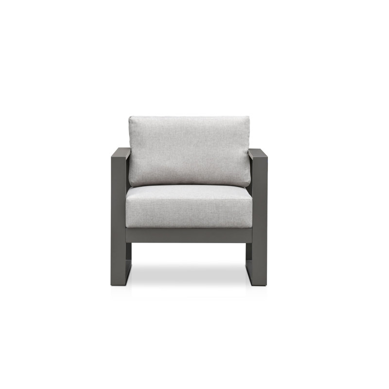 Fauteuil d'extérieur avec coussins Aulander, moka