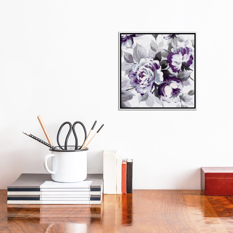 Scent of Plum Roses III, reproduction d'art, H 18 po x l 18 po x P 1,5 po, Toile blanche encadrée