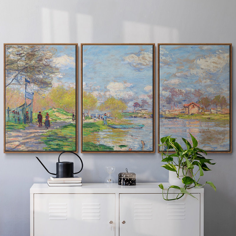 " Monet " 3 - Pieces, 36" H x 75" W x 2" D, Walnut