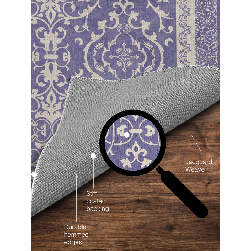 Tapis de chaise rectangulaire à poils courts Rao, L 36 po x L 60 po, Iris