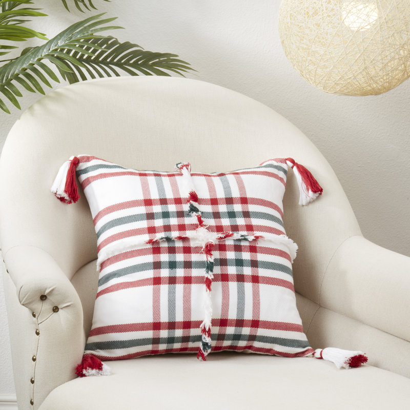 Coussin décoratif en duvet à carreaux pour l'extérieur