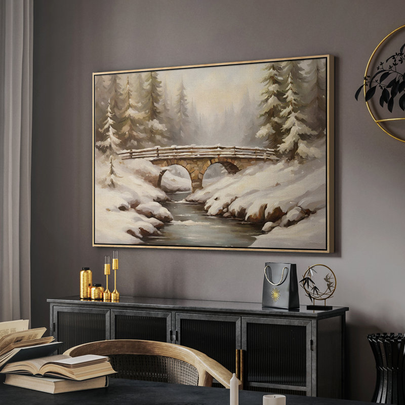 Paysage rétro CLCLVI, H 27 po x l 41 po x P 2 po, Toile avec cadre flottant noir