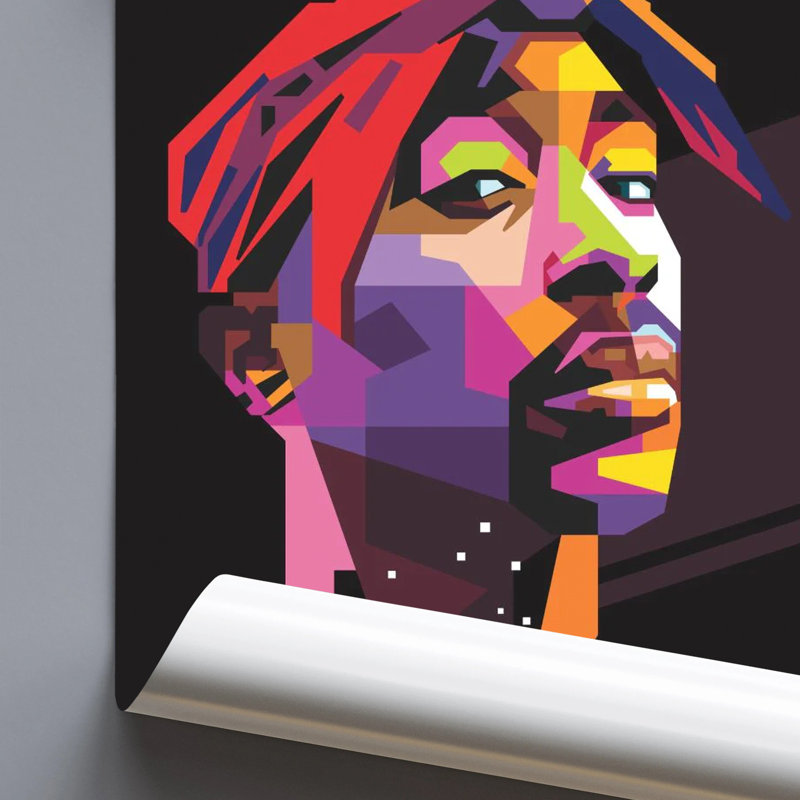  Officiellement sous licence Tupac - Affiche d'art abstrait - 24 x 36 po - reproduction décorative - papier affiche - prêt à encadrer