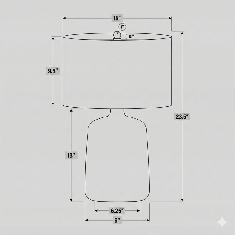 Lighting, H 24 po, lampe de table, céramique noire, abat-jour beige, contemporain