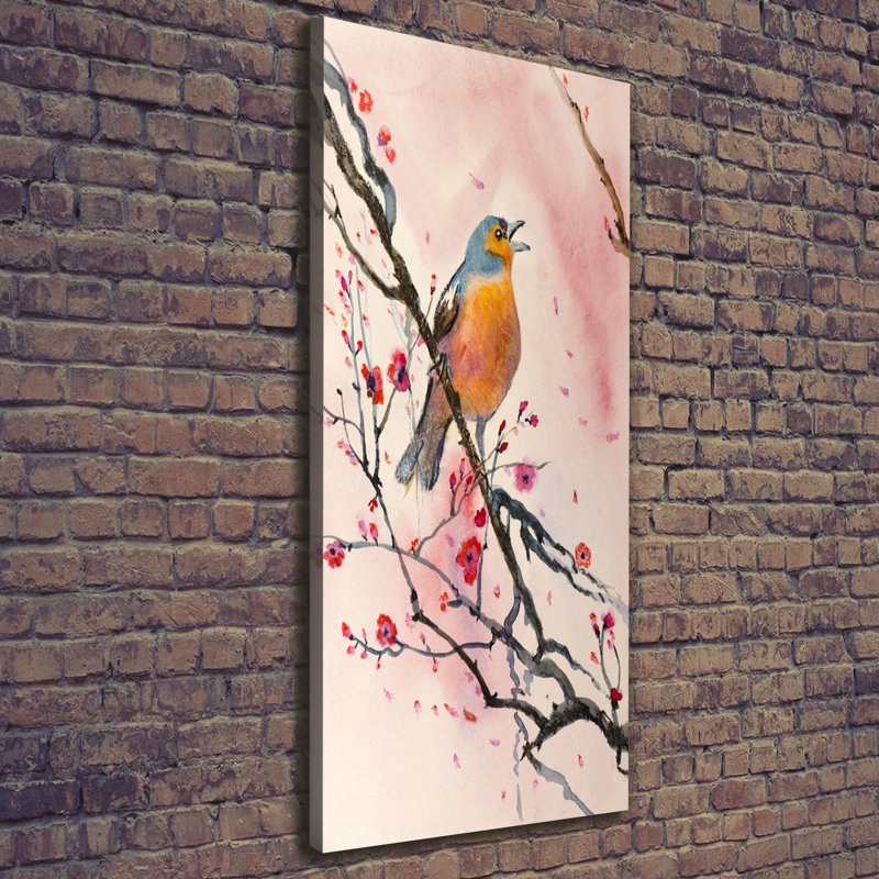 Bird On A Branch - Wrapped Canvas Print