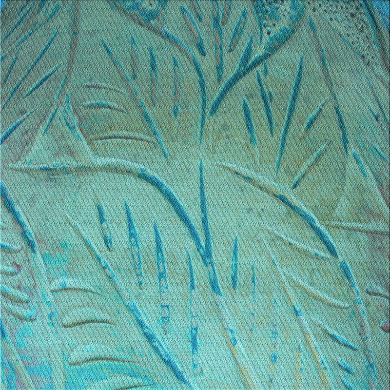 Tapis bleu tissé à la machine, Carré 5 pi