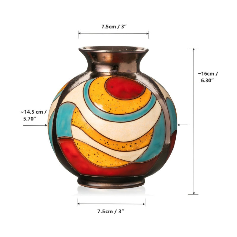 16 cm Multicolour Tall Decorative Artisan Flower Vase