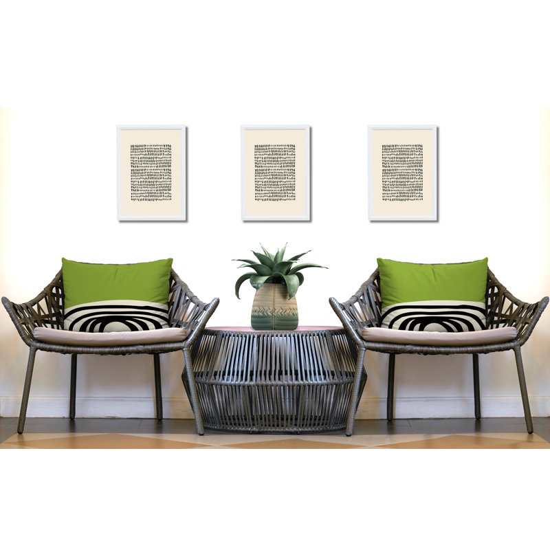 Willow Abstract Outdoor Reversible Throw Pillow, Chartreuse/Off White/Black