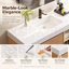Meuble-lavabo flottant simple 48 po moderne, bois massif clair naturel, plateau de table en pierre blanche, deux tablettes ouvertes, pré-assemblé-1005048476